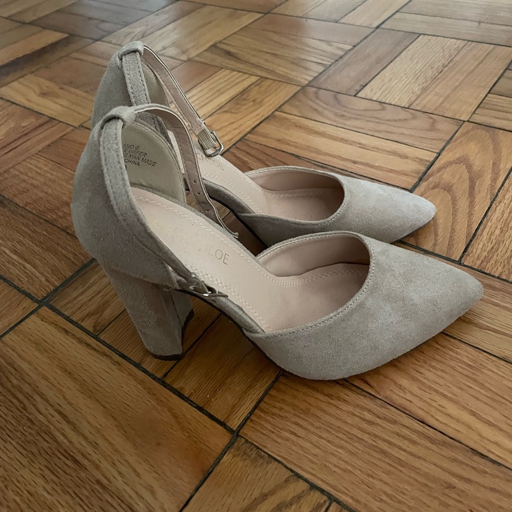Beige Chunky Heels